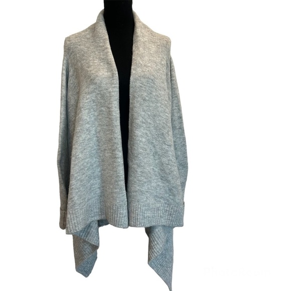 ZARA light gray asymmetrical open front cardigan Sz S - Picture 1 of 8
